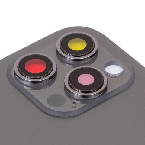 Задня панель корпуса для iPhone 12 Pro Max, сіра, із склом камери, small hole, graphite Прев'ю 1