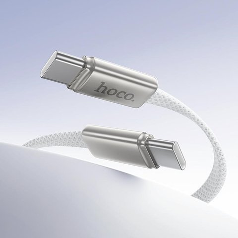 USB кабель Hoco X125, 2xUSB тип-C, 100 см, 60 Вт, белый, плоский, в нейлоновой оплетке, #6942007671699 Превью 1