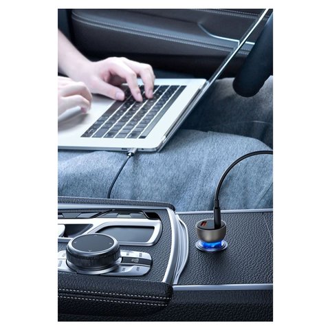Car Charger Baseus Particular Digital Display QC+PPS Dual, (gray, Quick Charge, with LCD, 65 W, 2 outputs, 12-24 V) #CCKX-C0G Preview 2