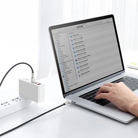 Cable USB Baseus Cafule Series Metal, 2xUSB tipo-C, 200 cm, 100 W, negro, con revestimiento de nylon, #CATJK-D01 Vista previa  2