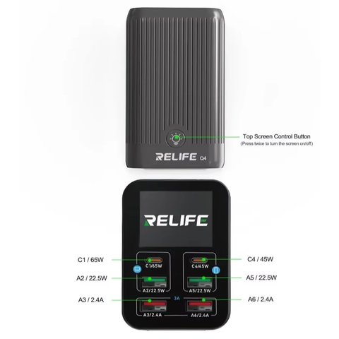 Mains Charger RELIFE Q4, (72 W, Quick Charge, Power Delivery (PD), 6 outputs) Preview 2