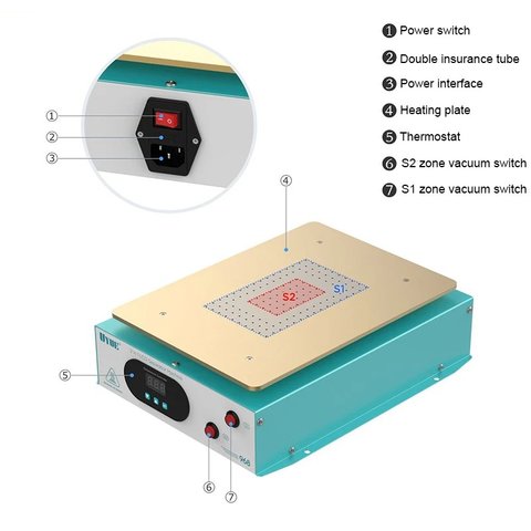 Пристрій для розклеювання дисплейного модуля (сепаратор) AS-111/UYUE 968, з вакуумним насосом, використовується для екранів до 11.1" Прев'ю 2