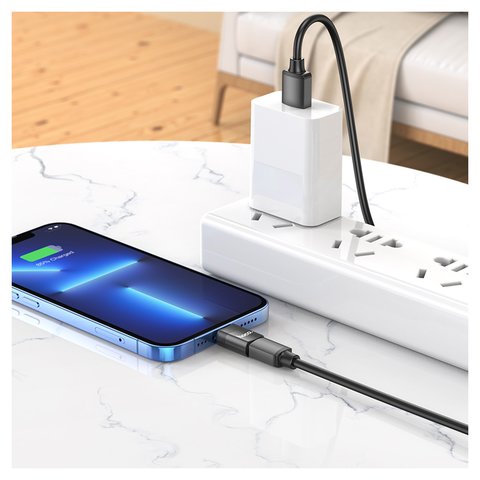 Адаптер Hoco UA17, Lightning до USB тип-C, USB тип-C, Lightning, сірий, #6931474761996 Прев'ю 1
